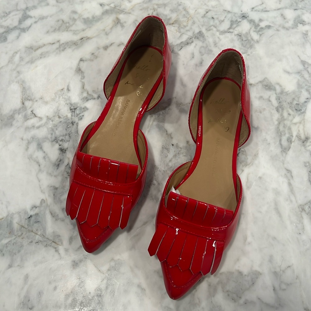Banana Republic Arielle Vermillion Red D’Orsay Patent Leather Shoes Size 7
